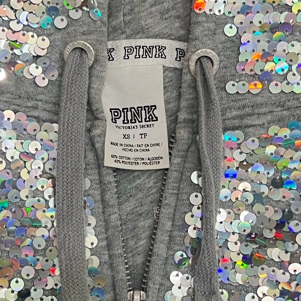 PINK Victoria's Secret Glittering Silver Hoodie